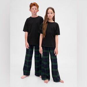 GAP Soft Cozy Fleece Green Blue Plaid Pajama Lounge Holiday Pants Unisex Sz 8